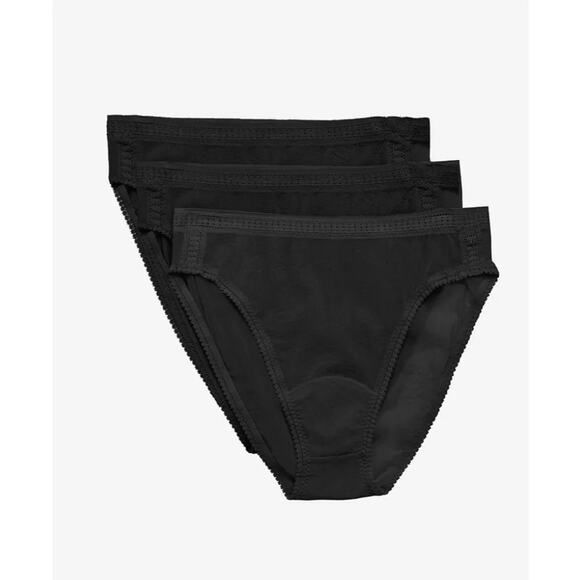 On Gossamer Size Medium Black 3 Pack Mesh Hi Cut Brief Panties Underwear G33-6 - Picture 1 of 6